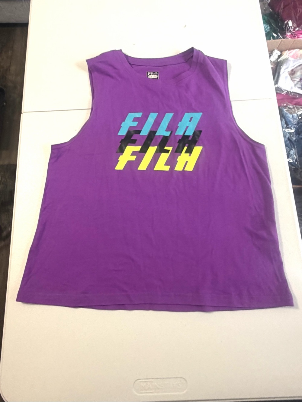 Fila Graphic Tank Top / Muscle Tee in Purple size L